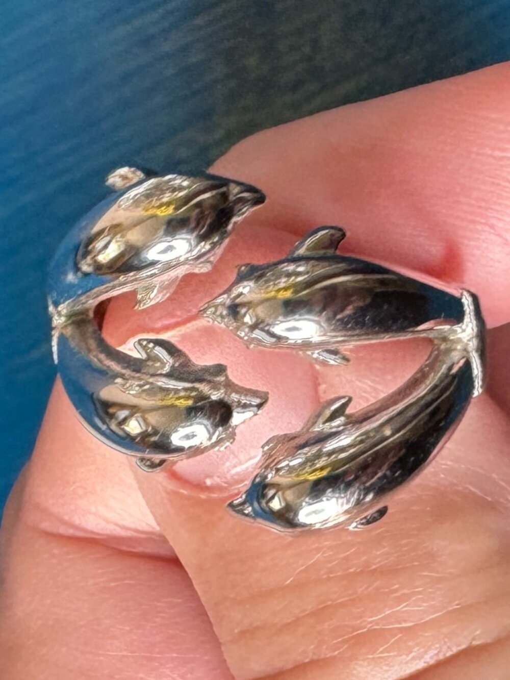 Vintage RS Covenant (RSC) Stamped Sterling Silver Dolphin Wrap Ring - Size 9